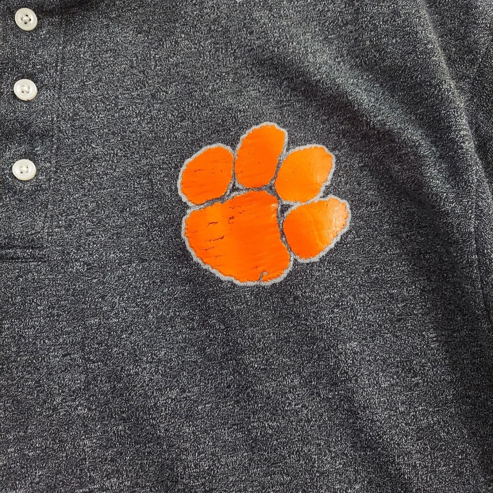 Clemson Tigers Polo Shirt Men's Heather Gray Short Sleeve‎ New Era Size 3XL - Picture 3 of 8